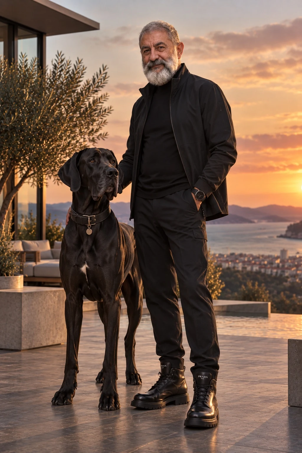 Atıf Ünaldı, gün batımında bir köpekle birlikte